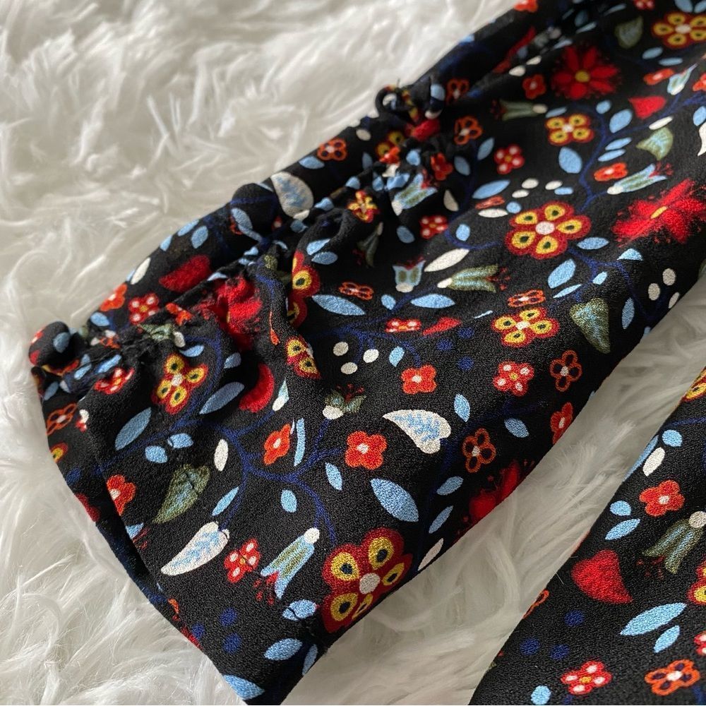 A.L.C. Black Floral Plunge Neck Dress 100% Silk Size 2 - Picture 8 of 14